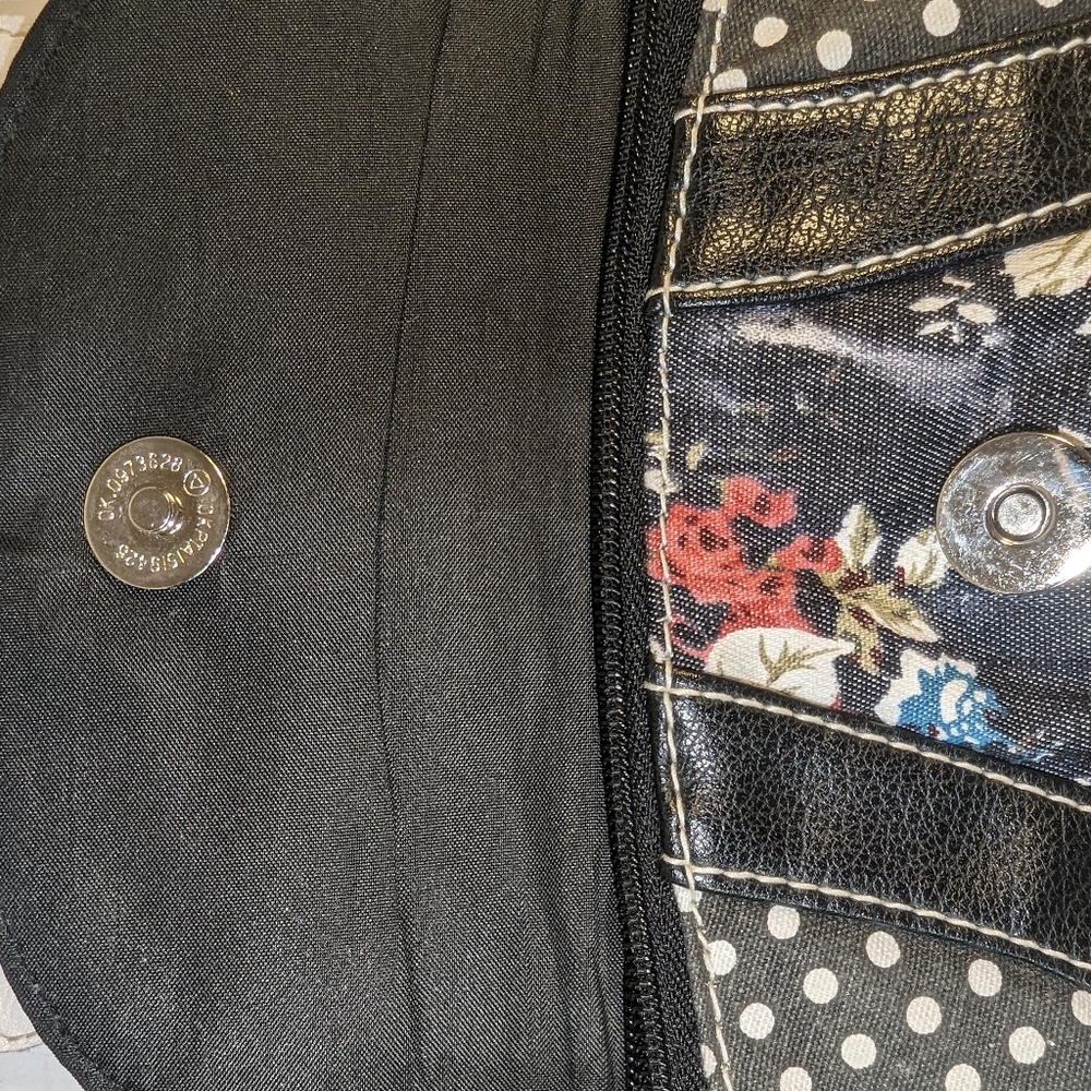 Owl Wristlet Navy Blue White Polka dots Leather Owl zipper pocket coin purse - Picture 15 of 16